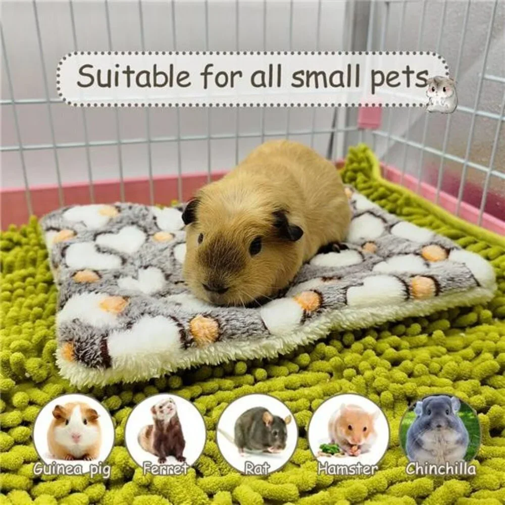 4 Pieces Guinea Pig Bunny Comfortable Bed Mats Pads, Rabbit Warm Soft Bed Pad